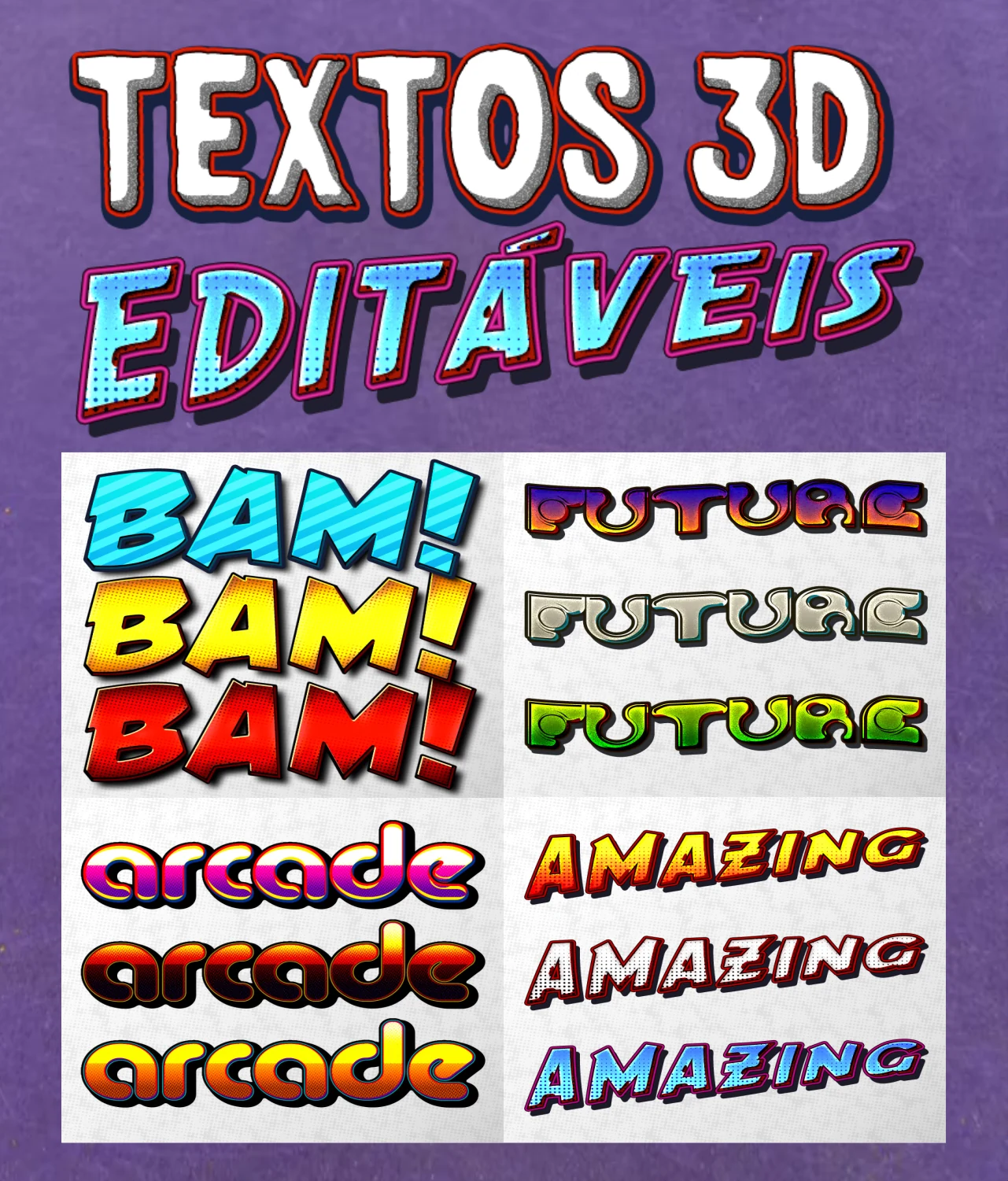 Efeitos Texto 3D Editáveis