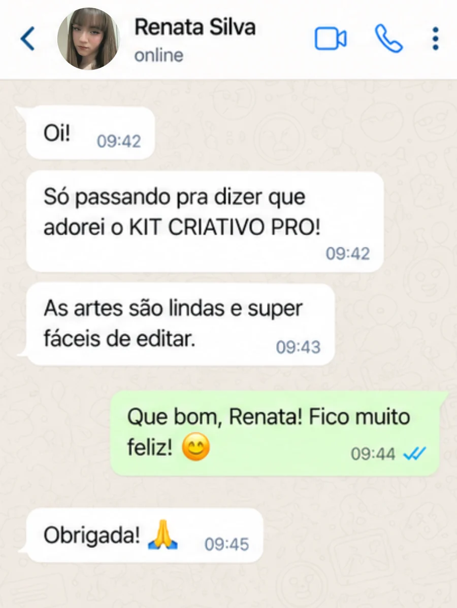 Feedback sobre o KIT CRIATIVO PRO