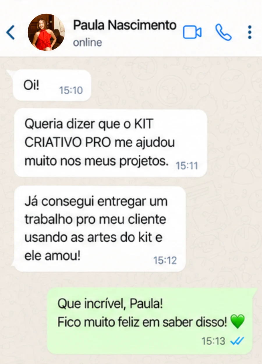 Feedback sobre o KIT CRIATIVO PRO